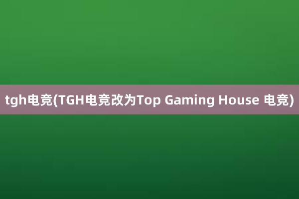 tgh电竞(TGH电竞改为Top Gaming House 电竞)