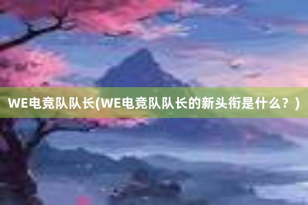 WE电竞队队长(WE电竞队队长的新头衔是什么？)