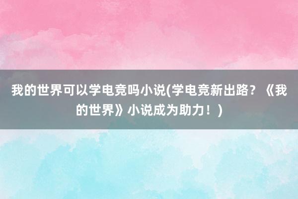 我的世界可以学电竞吗小说(学电竞新出路？《我的世界》小说成为助力！)