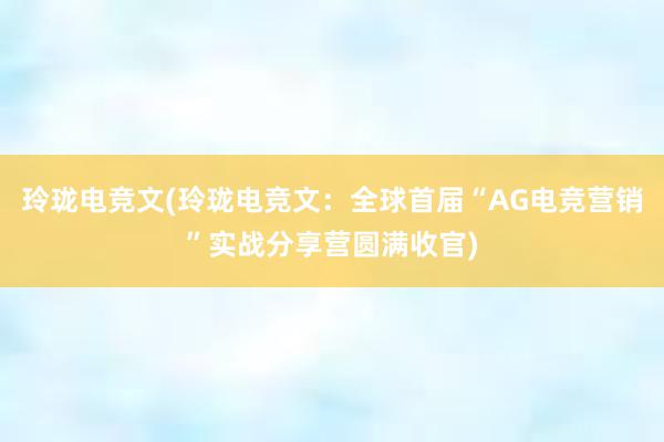 玲珑电竞文(玲珑电竞文：全球首届“AG电竞营销”实战分享营圆满收官)