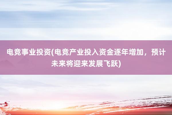 电竞事业投资(电竞产业投入资金逐年增加，预计未来将迎来发展飞跃)