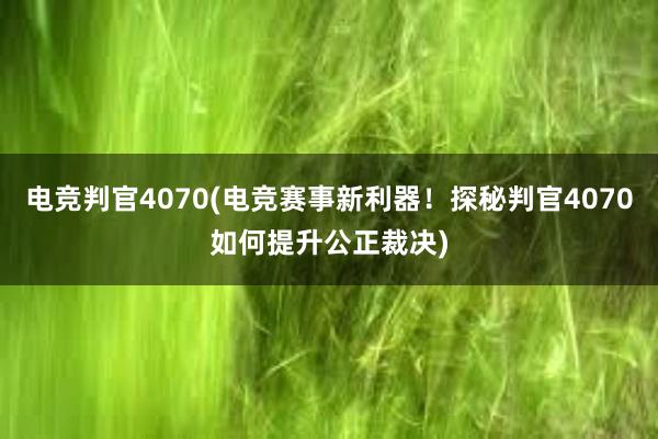 电竞判官4070(电竞赛事新利器！探秘判官4070如何提升公正裁决)