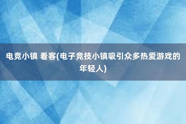 电竞小镇 看客(电子竞技小镇吸引众多热爱游戏的年轻人)