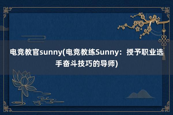 电竞教官sunny(电竞教练Sunny：授予职业选手奋斗技巧的导师)