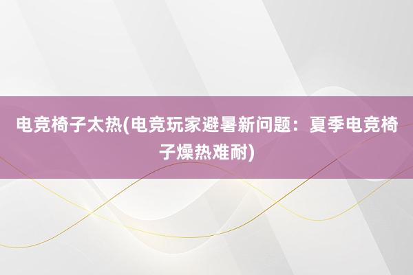 电竞椅子太热(电竞玩家避暑新问题：夏季电竞椅子燥热难耐)