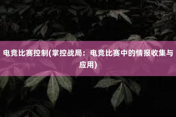 电竞比赛控制(掌控战局：电竞比赛中的情报收集与应用)