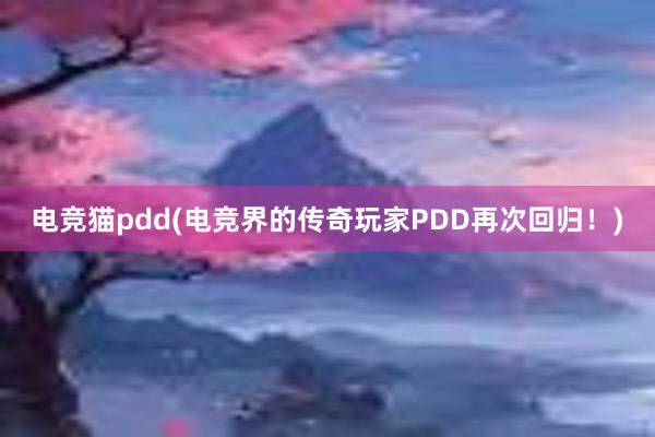 电竞猫pdd(电竞界的传奇玩家PDD再次回归！)