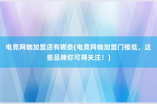 电竞网咖加盟店有哪些(电竞网咖加盟门槛低，这些品牌你可得关注！)