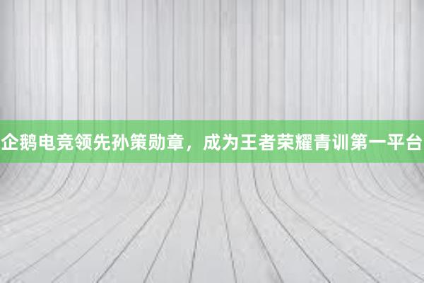 企鹅电竞领先孙策勋章，成为王者荣耀青训第一平台