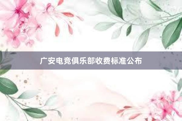 广安电竞俱乐部收费标准公布