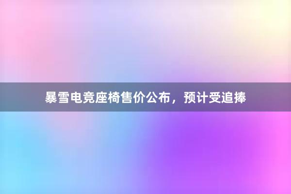 暴雪电竞座椅售价公布，预计受追捧