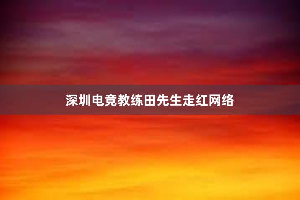 深圳电竞教练田先生走红网络