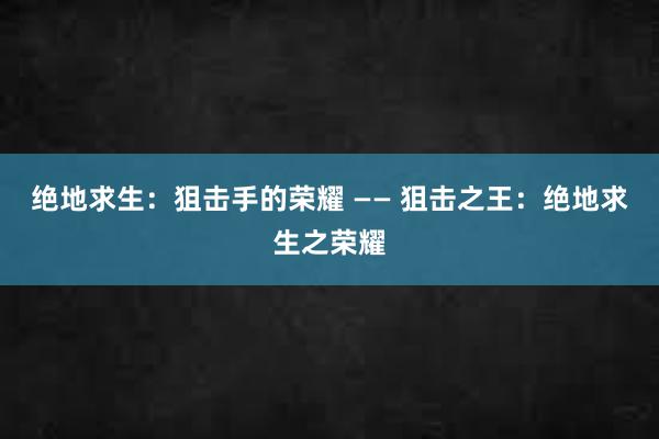 绝地求生：狙击手的荣耀 —— 狙击之王：绝地求生之荣耀