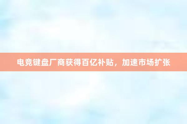 电竞键盘厂商获得百亿补贴，加速市场扩张